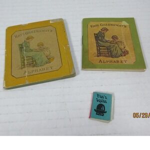 1885-Vintage Kate Greenaway Alphabet Miniature Book & A later Copy /Flibs Squibs